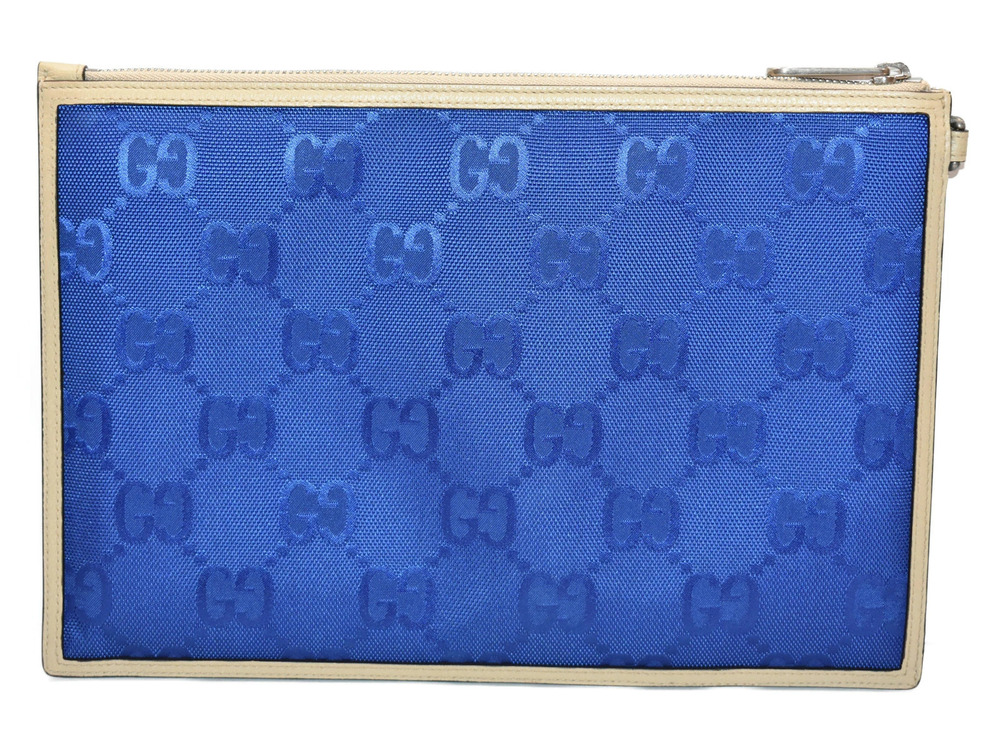 Gucci the Clutch GG Leather Blue Off Bag Grid Clutch Limited